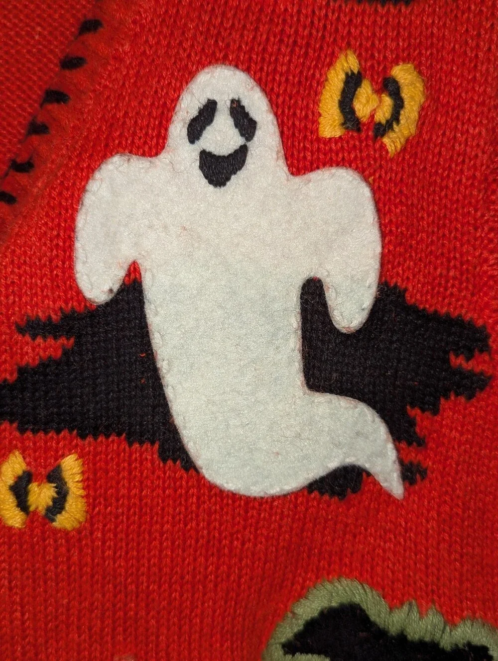 VTG Tiara International Halloween Sweater Vest L Ghost Pumpkin 2000